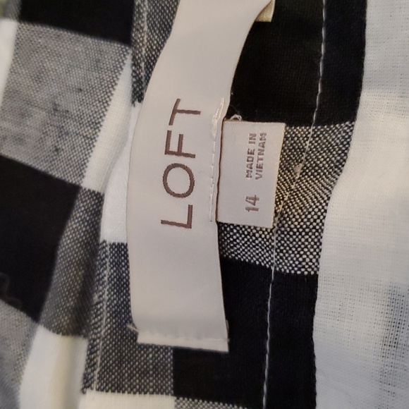 LOFT Black & White Gingham Button V-Neck Dress Size XL - Picture 8 of 9